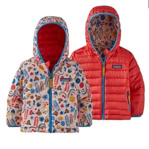 GUC Patagonia Down Sweater Hoody 5T Reveraible Seafan Pink/Red